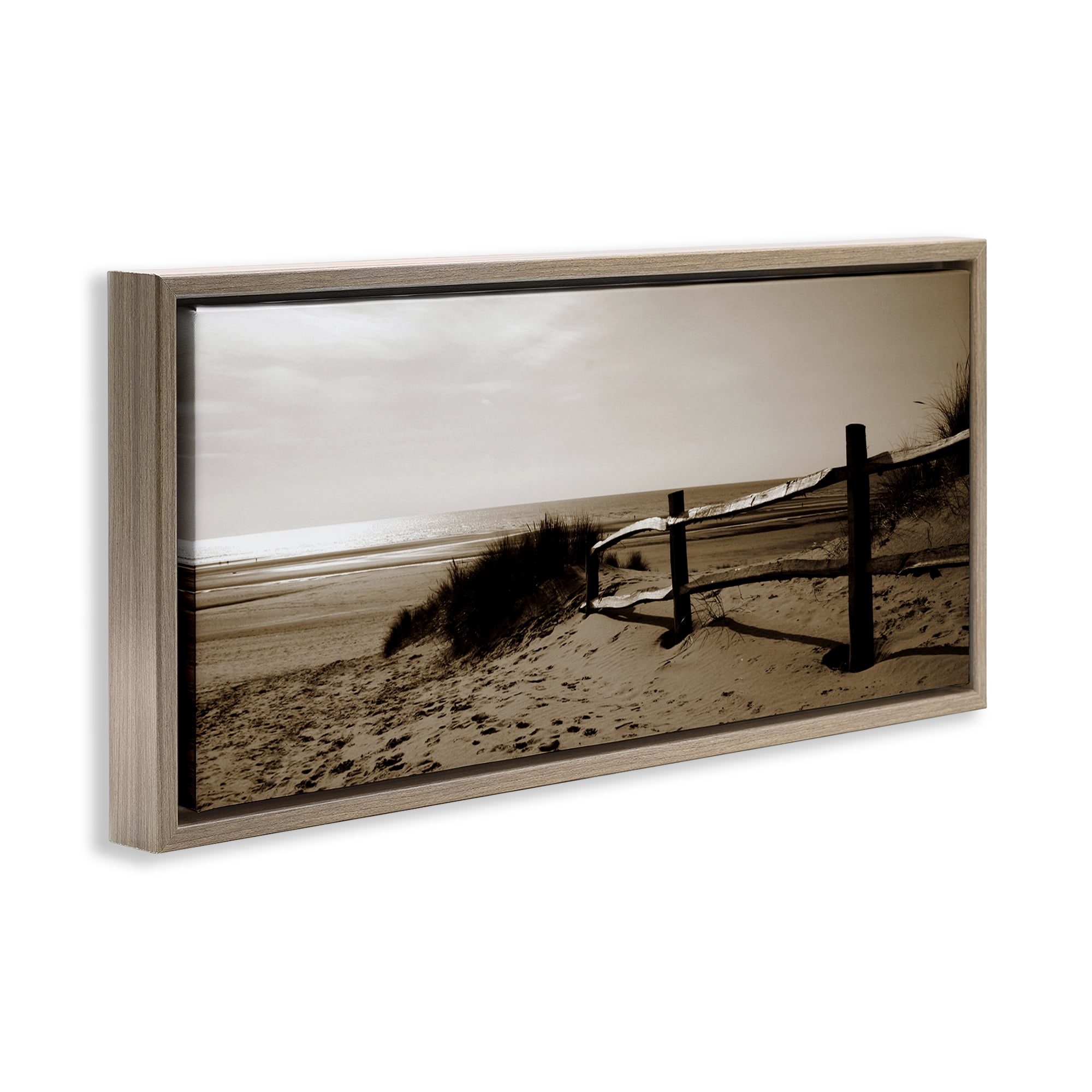 Stupell Industries Beach at Sundown Nautical & Beach Photography Brown Floater Framed Canvas Art Print Wall Art, 25 x 11