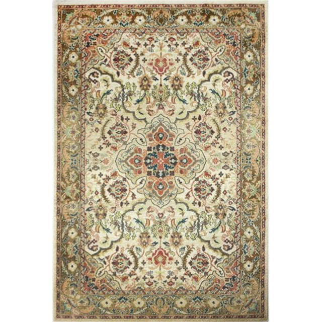 Collection Buckingham Tapis Traditionnel Floral en Polypropylène Fait Main, Beige - 3 Pi. 8 Po. x 5 Pi. 6 Po.
