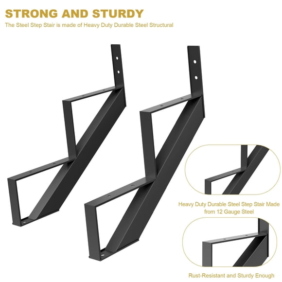 Kojooin 2 Pack Steel Stair Risers, Metal Stair Stringers for Outdoor Steps, Deck Stairs and Exterior Stair Projects