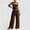 Brown, variant on Women's 2 Piece Pajama Lounge Set Summer Matching Lounge Sets Spaghetti Strap Tank Top Comfy Wide Leg Pants Sets Wine