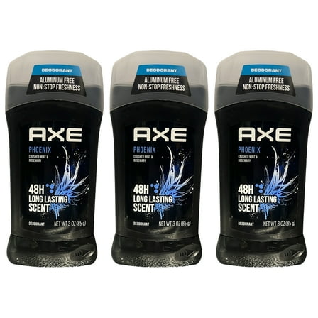 Pack of (3) AXE Dual Action Deodorant Stick for Long Lasting Odor Protection Phoenix Crushed Mint And Rosemary Mens Formulated Without Aluminum 3 oz