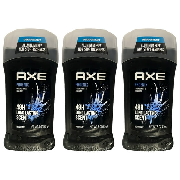 Pack of (3) AXE Dual Action Deodorant Stick for Long Lasting Odor Protection Phoenix Crushed Mint And Rosemary Mens Formulated Without Aluminum 3 oz