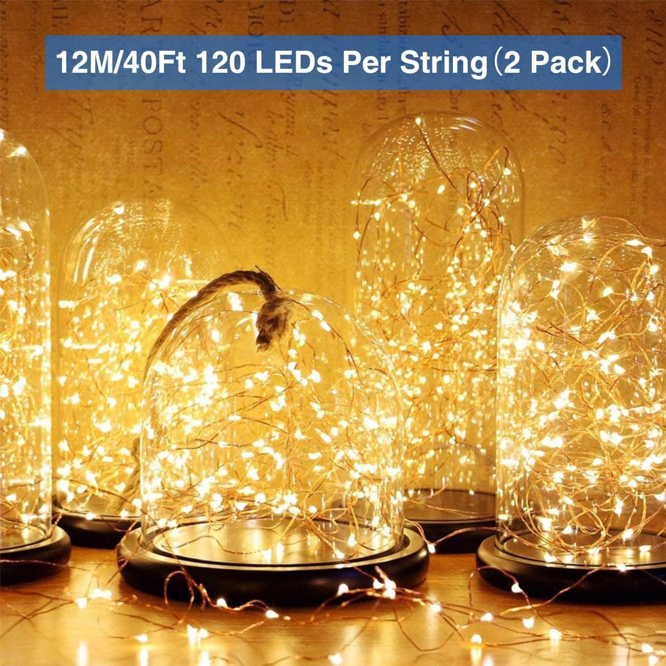 dandelion セットアップ　12M Morttic 200 LED 66 FT Copper Wire String Lights Battery Operated 8