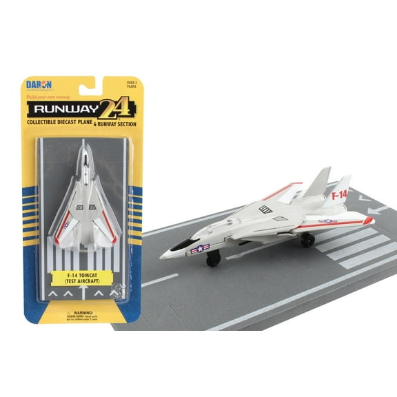 Grumman F-14 Tomcat Fighter Aircraft Gray with Red Stripes with Runway Section Diecast Model Airplane by Runway24