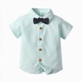 thumbnail image 4 of KPOPLK Toddler Baby Formal Outfit Boy Solid Color Gentleman Suit for 9Months -16Years Summer Shirts + Suspender Shorts Clothes Set Size 10 Years, 4 of 9