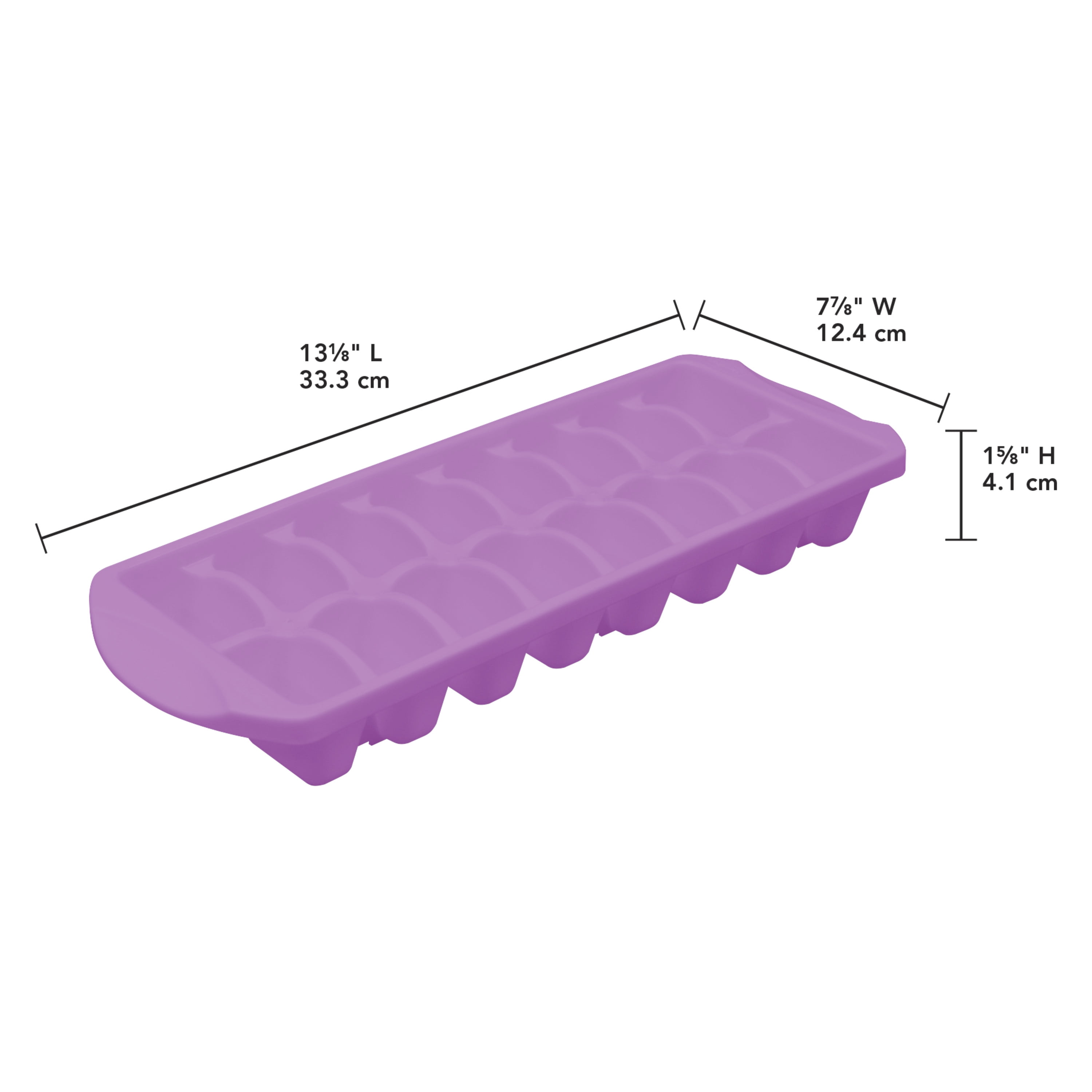 Sterilite, Ice Cube Tray, Set of Two Stacking Ice Cube Trays Plastic, Violet Bloom, plastic, designed for ice making.