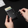 thumbnail image 3 of Fashion Business Carbon Fiber Credit Card Holder Wallet Men Rfid Metal Thin Pop Up Minimalist Wallet Small Purse Metal Wallet Red, 3 of 6