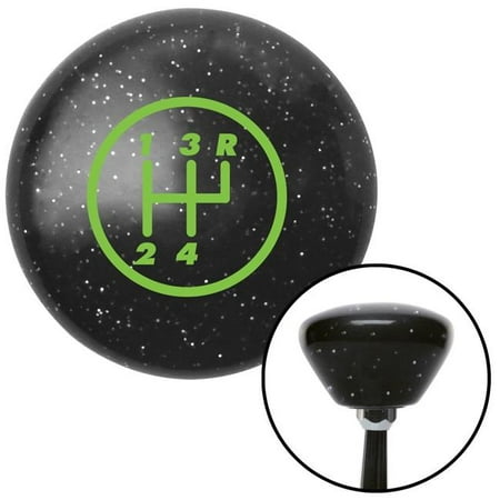 American Shifter Green 4 Speed Shift Pattern - 4RUR Black Retro Metal Flake Shift Knob with M16 x 1.5