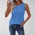 thumbnail image 6 of ZunFeo Womens Tank Top with Eyelet Detail | Loose Fit Sleeveless Knit Blouse, Crew Neck Summer Casual Top in Blue (S-XXL),Size M, 6 of 9