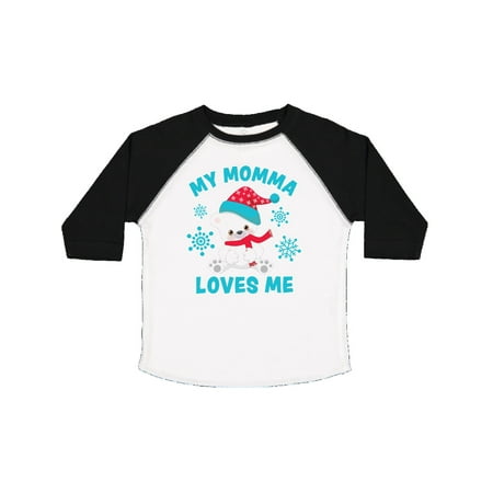 

Inktastic Polar Bear My Momma Loves Me in Santa Hat with Snowflakes Gift Toddler Boy or Toddler Girl T-Shirt