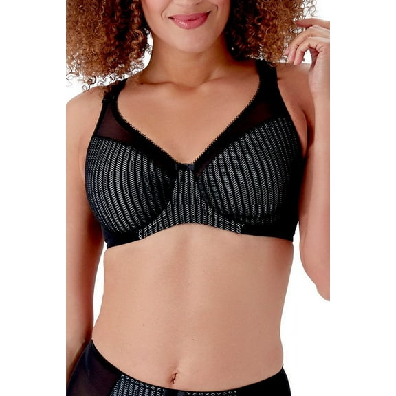 Women's Berlei B541 Beauty Stripe Underwired Minimizer Bra (Black 44FF)