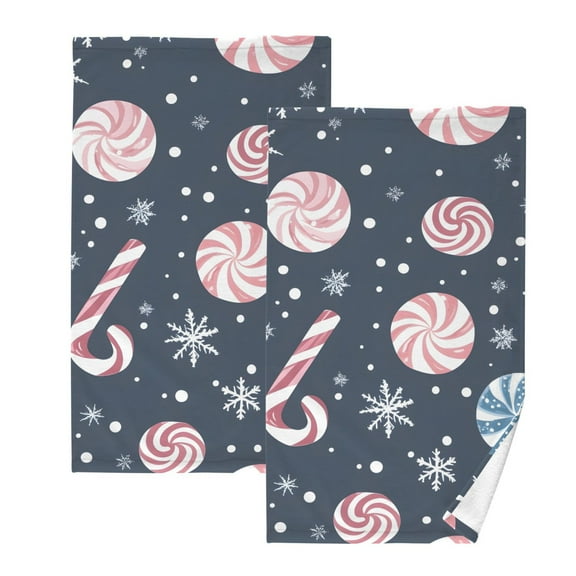 Ryvnso Christmas Snowflake Candy Cotton Hand Towels Sets Face Towel 2 PCs Bathroom Decorative