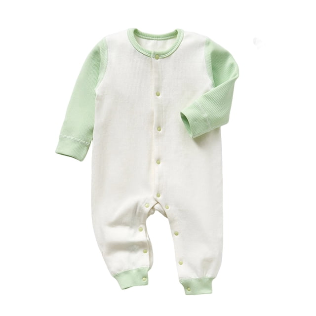vdgthytj Newborn Baby Boy Girl Clothes Ribbed Color Block Romper Bodysuit Long Sleeve Button Jumpsuit Fall Outfit