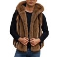 thumbnail image 3 of Zysthvn Faux Fur Men's Vests Casual Fall Open Front Mens Jackets Solid Hooded Warm Outerwear, 3 of 10