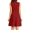 thumbnail image 4 of INSPIRE CHIC Women's Wear to Work Solid Color Sleeveless A-Line Flared Midi Dresses XL Red, 4 of 7
