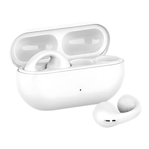 Kenro KNR-E-1002-WHT Wireless Bone Conduction Headphones Waterproof Bluetooth Earphones with Ear Clip, Mini Open-Ear Design for Comfort & Clarity - White