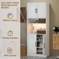 thumbnail image 2 of Armoire de Rangement de Garde-Manger de Cuisine de 71 Pouces de Hauteur avec Tablettes Ajustables, Tablette pour Micro-Ondes et DEL RVB – Portes de Grange – Vaisselier Autoportant pour Salle à Manger, Salon, Salle de Bain, Bar à Café – Blanc, 2 of 8