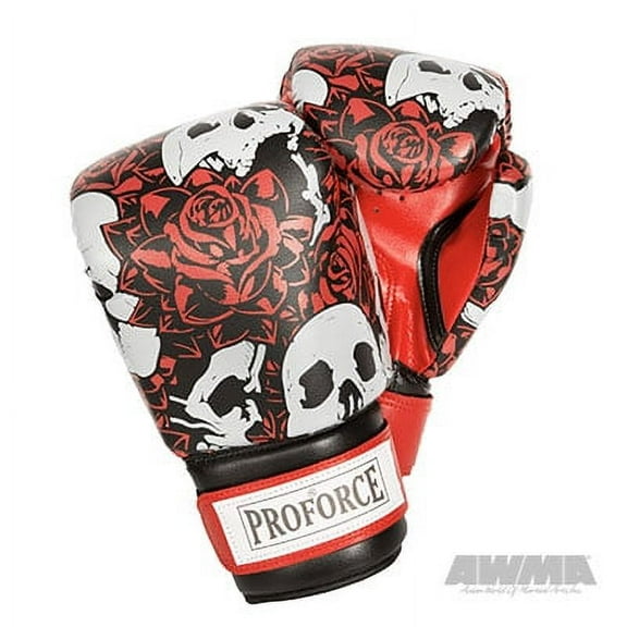 ProForce Leatherette Boxing Glove - Skull w/ Roses
