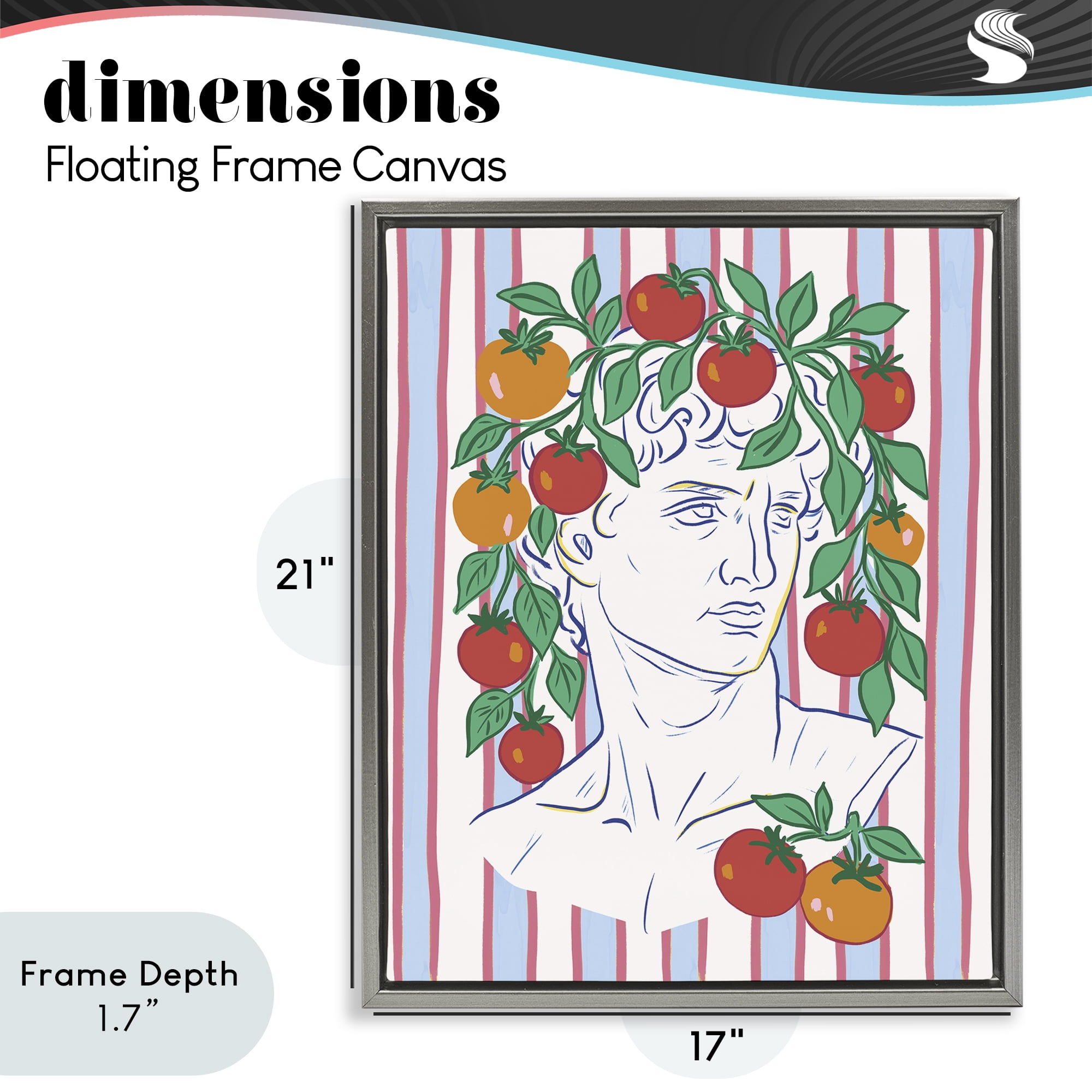 Stupell Industries La Rossa Sculpture Face Gray Framed Floater Canvas Wall Art, design by Radhika Modi