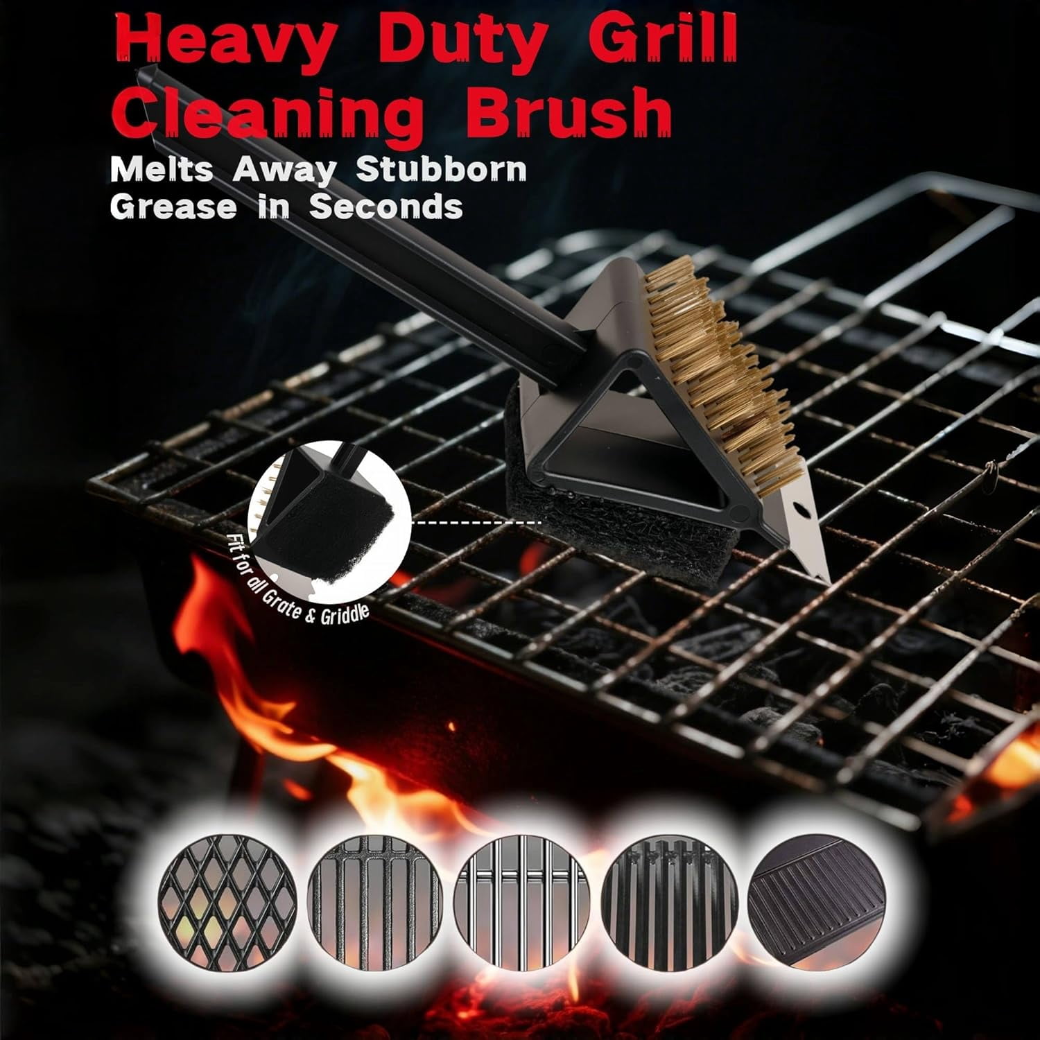 ABPETE Grill Brush for Outdoor Grill, 3 in 1 Grill Cleaning Brush and Scraper BBQ Brush Safe BBQ Cleaning Tools(2 Pack)