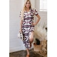 thumbnail image 3 of Women's Aztec Print V Neck Midi Dress with Stretch Fabric ninety five percent polyester and five percent elastane, 3 of 23