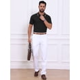 thumbnail image 2 of DARING DIVA Men's Knitted Ribbed Hem Short Sleeve Textured Golf Shirts L Black, 2 of 7