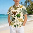 thumbnail image 2 of Ulanda Boys Hawaiian Shirts Novelty Printed Funky Short Sleeve Button Down Shirt Kids Aloha Luau Shirt 7-14T (Green, 11-12 Years), 2 of 7