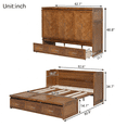 thumbnail image 3 of Queen Size Murphy Bed with Charging Station and 3 Storage Drawers, Pine Wood Folding Cabinet Bed, Equipped with 6 Moving Wheels, Space-Saving Hidden Wall Bed for Guest Room, Home Office,Walnut, 3 of 12