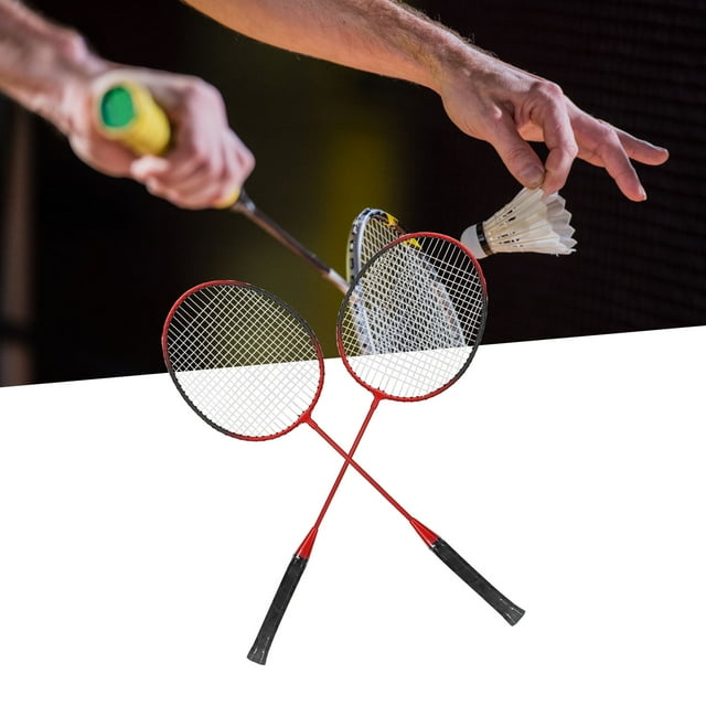 Badminton Racquet, Iron Alloy Comfortable Grip Durable High Hardness Badminton Racket Set for Outdoor Red