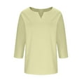 thumbnail image 5 of FRSASU Summer Tops Women's Solid Color 3/4 Sleeve V-Neck Pullover Casual Fashion Tops Mint Green S, 5 of 6