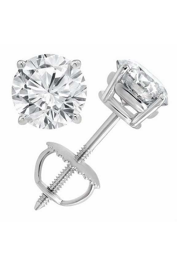 Unique Moments 14K White Gold 6.00 Ct Round Cut Lab Grown Diamond Stud Earrings (VS-SI) for Women