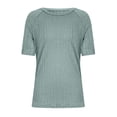 thumbnail image 5 of Liquidation! Uooqdmx T-Shirts à Manches Courtes pour Femmes, Hauts Crochet pour Femmes, T-Shirt Uni pour Femmes, T-Shirts Légers Col Rond Tunique Basique, T-Shirts Basiques pour Femmes, Vert Menthe TG, 5 of 5