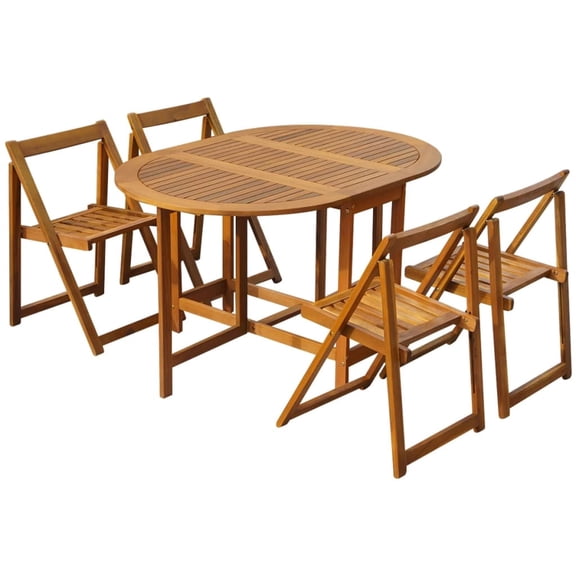 vidaXL 5-Piece Folding Patio Dining Set Solid Acacia Wood