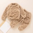 thumbnail image 2 of Gibobby Conjunto de Sudadera y Leggings de Lana Conjunto de ropa de 2 piezas para niños y niñas de invierno de forro polar de color sólido de manga larga(Caqui,5-6 Años), 2 of 4