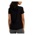 thumbnail image 2 of IDEOLOGY Womens Black Stretch Twist Front Short Sleeve Round Neck T-Shirt L, 2 of 2