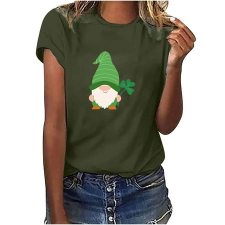 

Corset Tops for Women Women Crewneck Print T-shirts Fashion Comfortable Female Blouses Tops Short Sleeve Summer Tops Army Green S