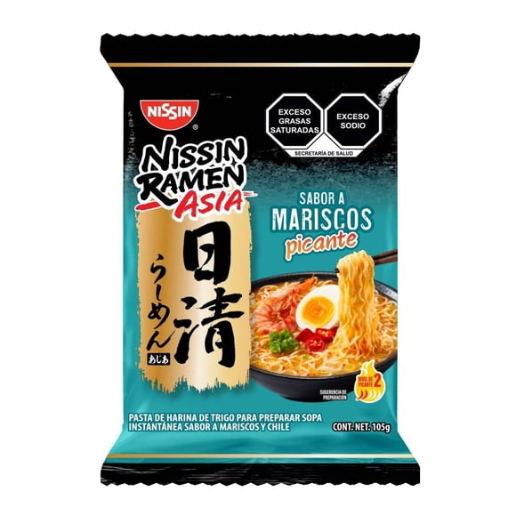 Ramen Nissin sabor a mariscos picante 105 g