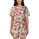 thumbnail image 1 of Fotbe Rose Flowers Conjunto de Pijama Estampado para Mujer, 2 Piezas, Ropa de Dormir con Camiseta de Manga Corta y Shorts Suaves-XX-Large, 1 of 6
