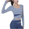 thumbnail image 5 of Wlynlyn Workout Crop Tops for Women Long Sleeve Athletic Shirts Cut out Front Gym Running Yoga Tights Top, 5 of 7