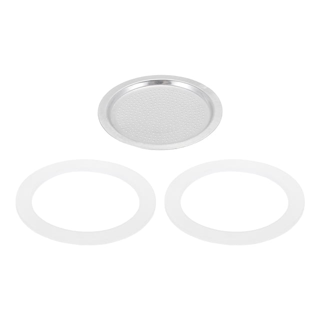 Piezas de la cafetera espresso Uxcell para la estufa 1 filtro y 2 juntas de silicona 64x53x3.4mm para la olla de café mocha de 6 tazas