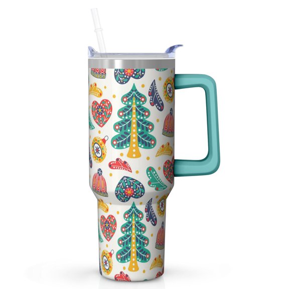 Snowman Christmas Winter Coffee Mug 40oz Stainless Steel Travel Cup, Holiday Insulated Tumbler with Handle and Straw, Gift for Women Men