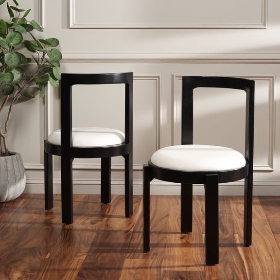 Safavieh Estes Scandinavian Wood Dining Side Chairs, White / Black (Set of 2)