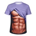 thumbnail image 4 of BLTIBY 2025 Mens Sweatshirts Summer Round Neck Short Sleeve Printed Casual Loose Fit Lightweight Gym Workout Pullover Tops Purple M, 4 of 5