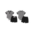 thumbnail image 3 of Aojekbee Baby Boys Summer Outfits Checkerboard Buttons Short Sleeve Romper and Shorts 2Pcs Clothes Set, 3 of 10