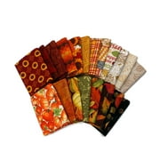 10 Fat Quarters - Autumn Fall Autumnal Nature Leaves Quality Quilters Cotton Fabrics M227.02