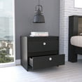 thumbnail image 2 of Black Wengue Rectangle 2-Drawer Nightstand,Black Particle Board Furniture Bedroom Nightstands, 2 of 7