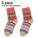 thumbnail image 2 of 5 pares de calcetines cálidos para mujer, calcetines de cabina de invierno para mujer, calcetines estampados vintage calcetines gruesos y acogedores, 2 of 5