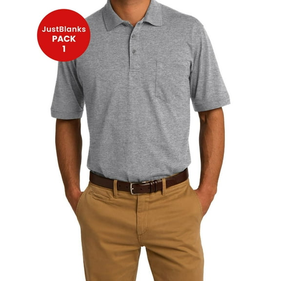 JustBlanks Core Blend Jersey Knit Pocket Polo Shirt Soft Durable Stain Resistant Casual Workwear Essential