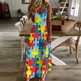 thumbnail image 4 of Autism awareness puzzle pieces Sleeveless Dress summer women's suit women's elegant loose dresses, 4 of 6
