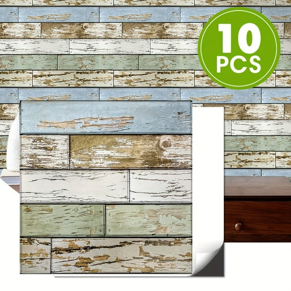10pcs 3D Peel And Stick Wood Wall Panels for Walls -11.8"x11.8" Ultralight Thin PVC 3D Faux Wood Panels Peel And Stick Shiplap Planks for Living Room, Accent Wall Decor Farmhouse Fall Decor